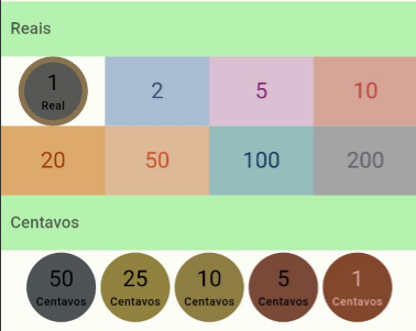 Tela do aplicativo, para selecionar as notas recebidas.
