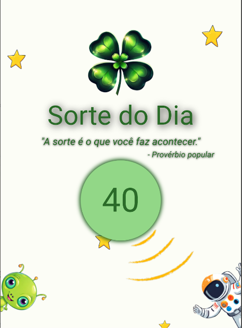 tela aplicativo, sorte aleatoria